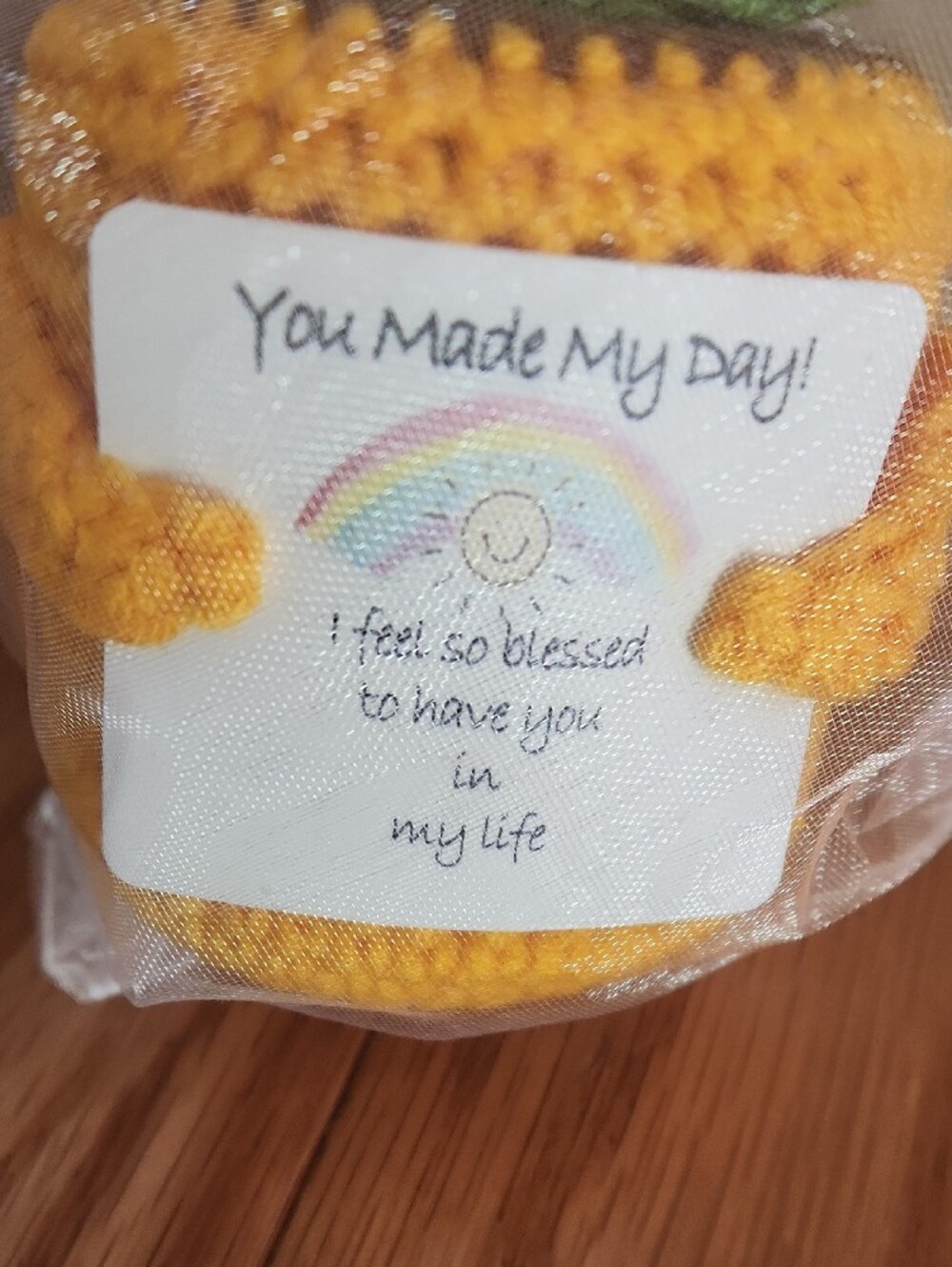 Handmade Crochet Mini Daisy Thank You Gift with Sunny Yellow Accent - Picture 4 of 11
